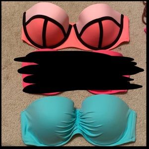 Two Victoria’s Secret bandeau bikini tops 36D
